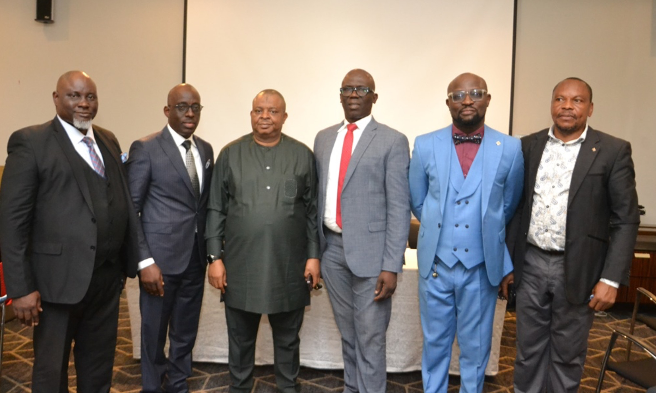 From left: Head, Retail Group, Universal Insurance Plc, Tony Okafor; Head, Marketing, Universal Insurance Plc, James Olatunji Oyebayo; Head, Corporate Communications and Director Market Development, National Insurance Commission, ‘Rasaaq Salami; Company’s Secretary, Universal Insurance Plc, Chinedu Onyilimba; General Manager, Sales & Corporate Communications,Sovereign Trust Insurance Plc, Mr. Segun Bankole and Brand & Communications Senior Executive, Consolidated Hallmark Insurance Plc, Ben Mamedu, at the event.